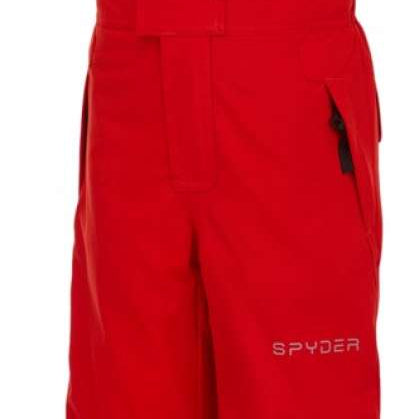 Spyder Boys Expedition Pant 2022 - Red snow pants with black accents on the side pockets and belt loops.