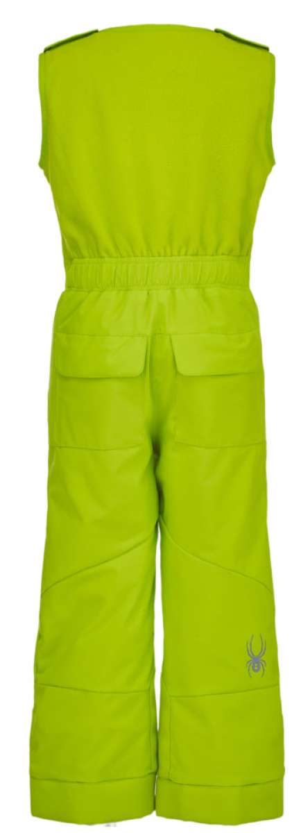 Spyder Boys Expedition Pant 2022 - Lime green snow pants with a quilted pattern and two zippered pockets on the back.