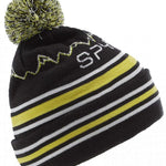 Spyder Boys Icebox Beanie 2023 - A black beanie with a neon green and white zig-zag pattern on the front.