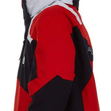 Spyder Boys Leader Insulated Jacket 2022 - A red jacket with black and white accents, featuring a hood and zippered pockets.