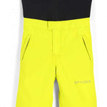 Spyder Boys Mini Expedition Pant 2023 - Black snow pants with a subtle gray pattern on the upper thigh area.