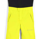 Spyder Boys Mini Expedition Pant 2023 - Black snow pants with a subtle gray pattern on the upper thigh area.