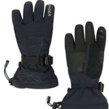 Spyder Boys Overweb Glove 2022 - A black glove with white stitching and a webbed pattern on the back of the hand.