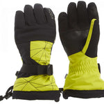 Spyder Boys Overweb Glove 2023 - A black glove with a neon yellow palm and webbed fingers.