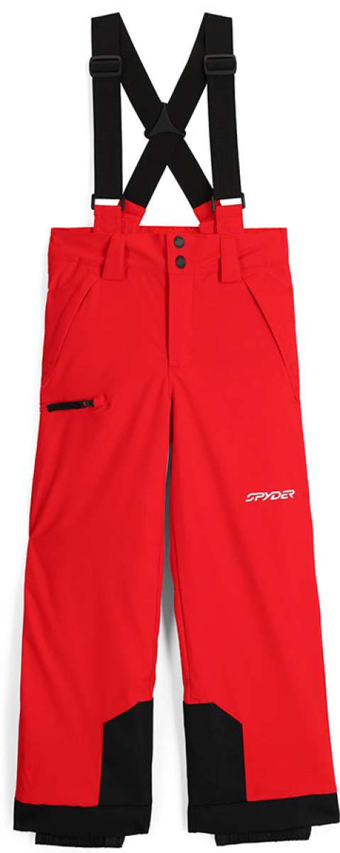 Spyder Boys Propulsion Insulated Pant 2024 - Red snow pants with black trim and adjustable straps on the back.