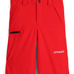 Spyder Boys Propulsion Insulated Pant 2024 - Red snow pants with black trim and adjustable straps on the back.