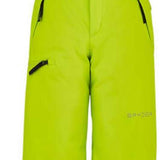 Spyder Boys Propulsion Insulated Pants - Bright green snow pants with black hardware and adjustable straps on the shoulders.