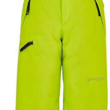 Spyder Boys Propulsion Insulated Pants - Bright green snow pants with black hardware and adjustable straps on the shoulders.