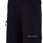 Spyder Boys Propulsion Insulated Pants 2022 - Black pants with adjustable straps and a white logo on the left leg.