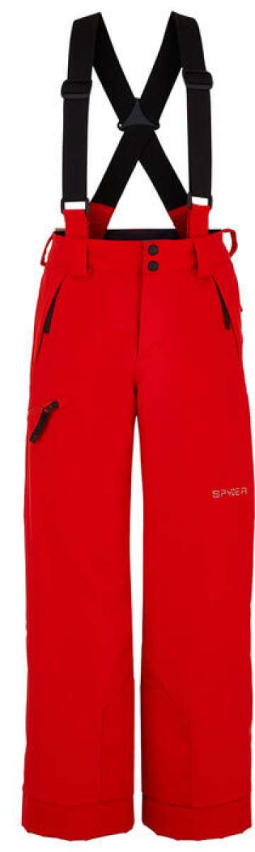 Spyder Boys Propulsion Insulated Pants 2022 - Red snow pants with black hardware and white accents on the side pockets.