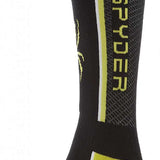 Spyder Boys Sweep Sock 2023 - Black socks with yellow accents and a white stripe on the top.