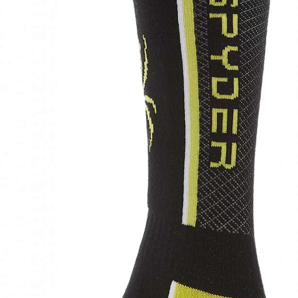 Spyder Boys Sweep Sock 2023 - Black socks with yellow accents and a white stripe on the top.