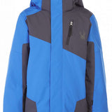 Spyder Boys Turner Insulated Jacket 2023 - A blue, grey and black insulated jacket with a hood.