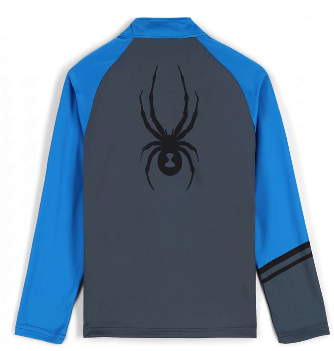 Spyder Boys Web 1/4 Zip Turtle Neck 2023 - A blue and black zip-up turtle neck with a spider logo on the chest.