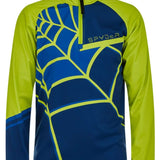Spyder Boys Web Zip Turtleneck 2022 - A blue and green turtleneck with a spiderweb pattern on the chest.
