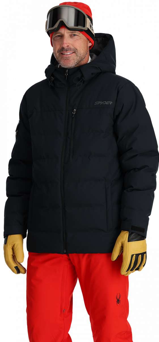 Spyder Bromont Insulated Jacket 2024 - Black jacket with black zipper and Spyder logo on left chest.