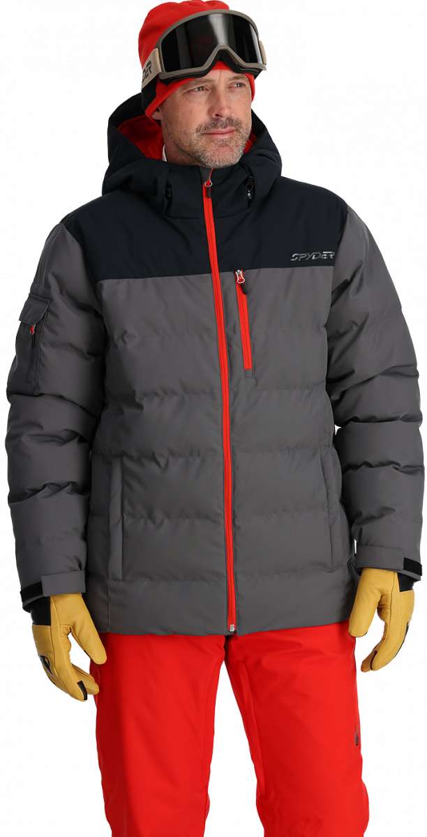 Spyder Bromont Insulated Jacket 2024 - A black, gray and red jacket with a hood.