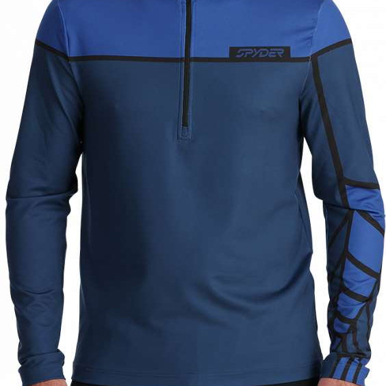Spyder Capitol 1/4 Zip Turtle Neck 2024 - A blue and black quarter-zip pullover with a turtle neck collar.
