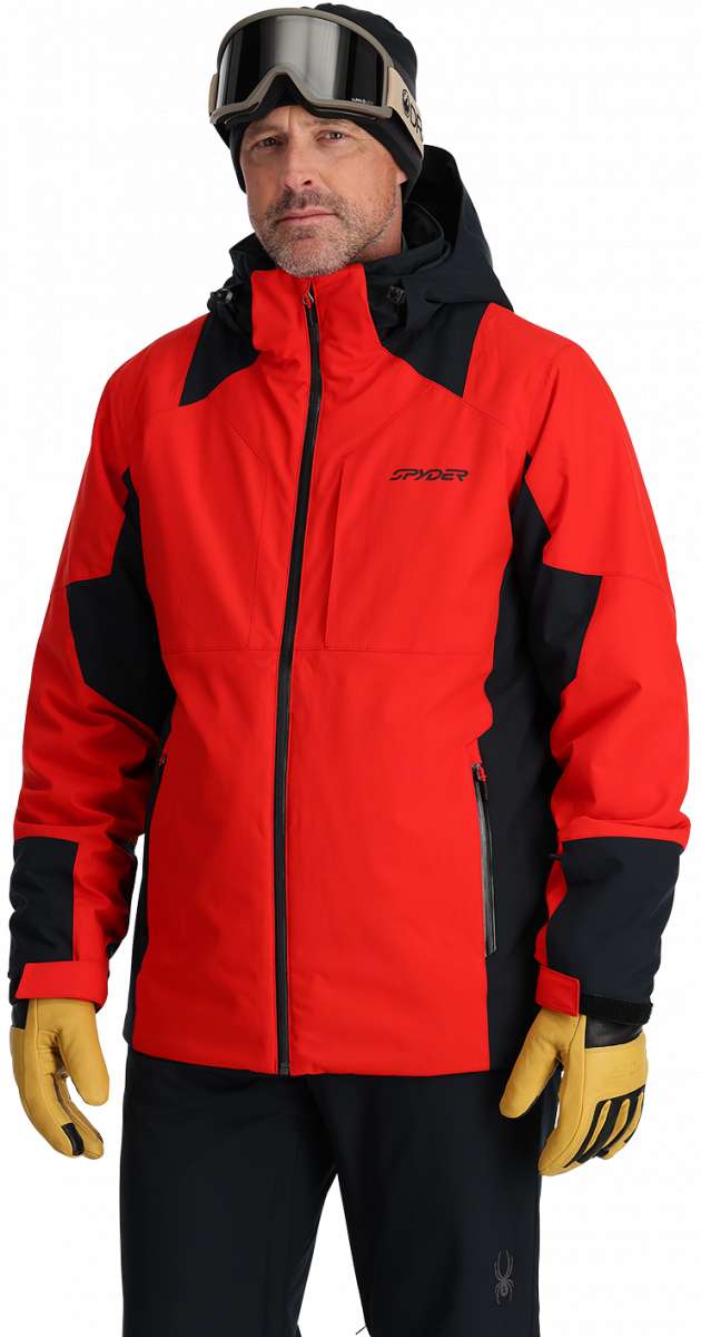 Spyder Contrac Insulated Jacket 2024 - A red jacket with black accents and a black zipper.