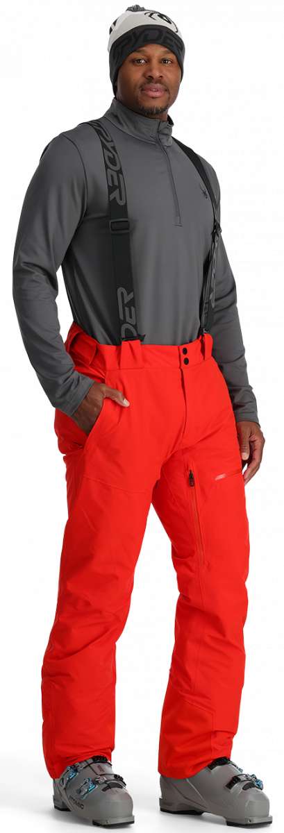 Spyder Dare Insulated Pant 2024 - Black ski pants with a subtle white logo on the left thigh and black zippers.