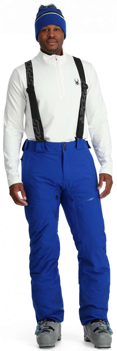 Spyder Dare Insulated Pant 2024 - Black ski pants with a subtle pattern of thin white lines on the side seams.