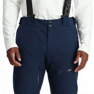 Spyder Dare Insulated Pant 2024 - Black snow pants with a subtle pattern of thin white lines on the side seams and black hardware.