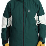 Spyder Epiphany Insulated Jacket 2024 - A dark green jacket with a white logo on the left chest and black zippers.