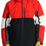 Spyder Epiphany Insulated Jacket 2024 - A red, black and white jacket with a hood and zipper down the front.