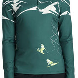 Spyder Ladies Figure 8 Half Zip Turtle Neck - A dark green half-zip turtle neck with a figure eight logo on the chest and white accents.