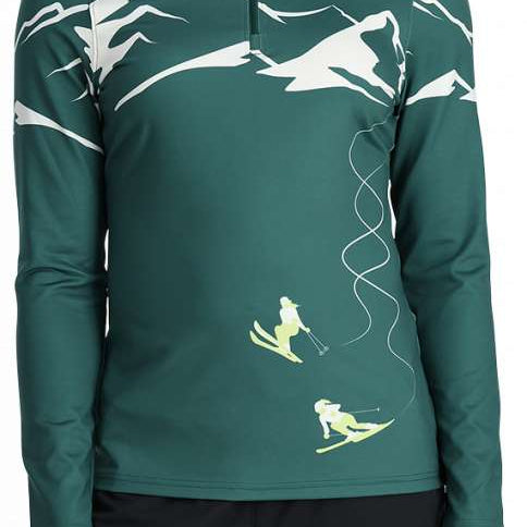 Spyder Ladies Figure 8 Half Zip Turtle Neck - A dark green half-zip turtle neck with a figure eight logo on the chest and white accents.