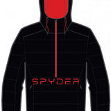Spyder Force Insulated Jacket 2023 - Black jacket with red zipper and accents, featuring a hood.