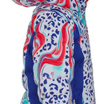 Spyder Girls Atlas Synthetic Down Jacket 2022 - A white jacket with a blue and red leopard print design.