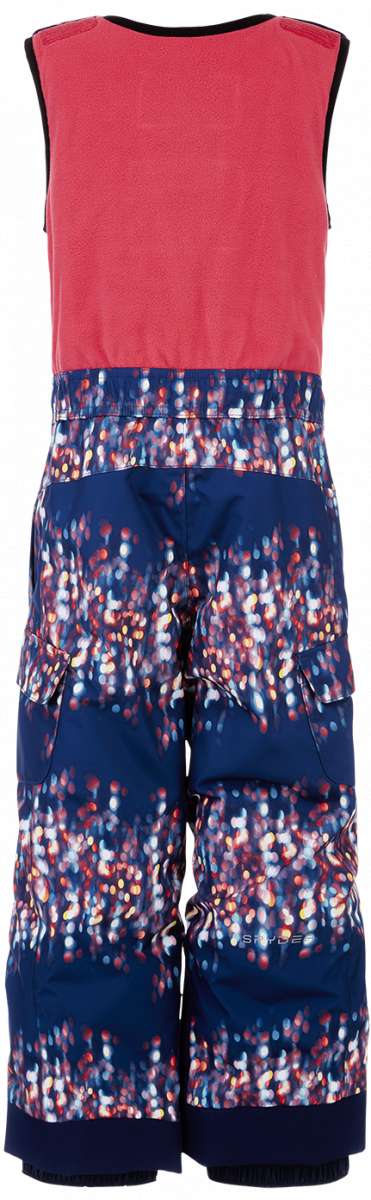 Spyder Girls Bitsy Sparkle Pant 2023 - A pair of navy blue snow pants with a sparkly pattern on the lower portion.