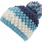 Spyder Girls Brrr Berry Beanie 2023 - A light blue beanie with a pom-pom on top, featuring a berry pattern and a ribbed cuff.
