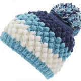 Spyder Girls Brrr Berry Beanie 2023 - A light blue beanie with a pom-pom on top, featuring a berry pattern and a ribbed cuff.