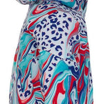 Spyder Girls Lola Insulated Jacket 2022 - A white jacket with a leopard print design in shades of red, blue and turquoise.