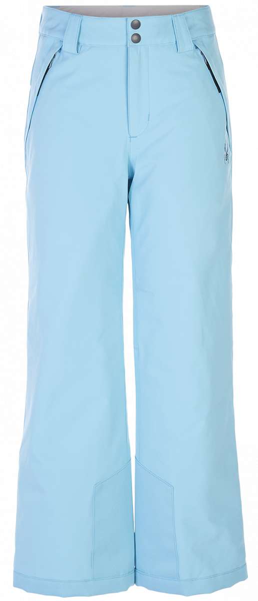 Spyder Girls Revel Insulated Pant 2023 - Light blue pants with black zipper pockets on each side.