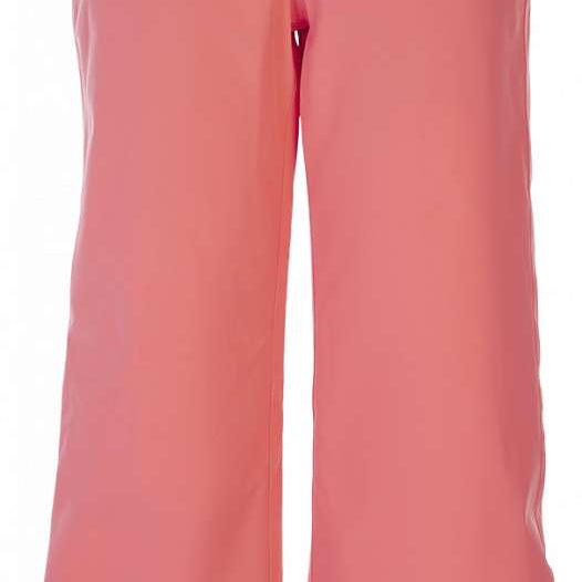 Spyder Girls Revel Insulated Pant 2023 - A pair of pink ski pants with a black logo on the left leg, featuring two front pockets and three buttons at the waist.