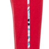 Spyder Girls Speed Fleece Pants 2022 - Pink fleece pants with a white and blue patterned stripe down the side.