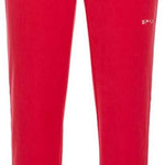 Spyder Girls Speed Fleece Pants 2022 - A pair of red fleece pants with a white logo on the left leg.