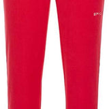 Spyder Girls Speed Fleece Pants 2022 - A pair of red fleece pants with a white logo on the left leg.