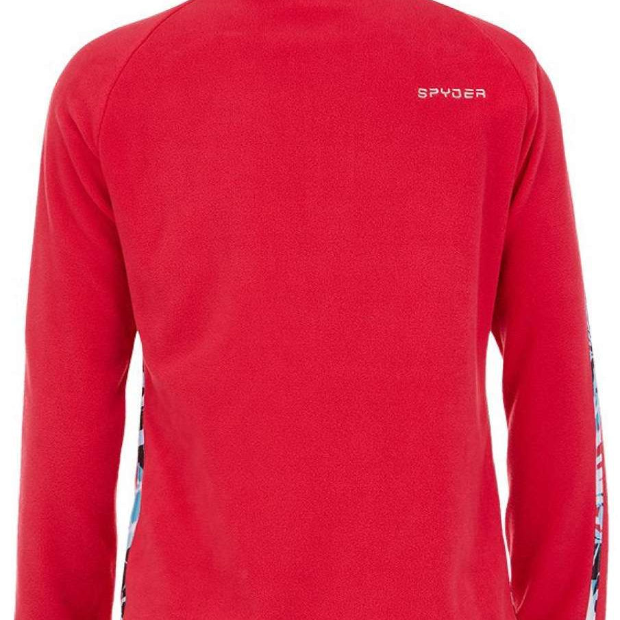 Spyder Girls Speed Fleece Zip Turtleneck 2022 - A pink fleece zip turtleneck with a high collar and long sleeves.