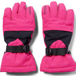 Spyder Girls Synthesis Ski Gloves 2024 - Pink gloves with black accents and a textured palm.