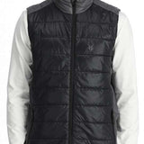 Spyder Glissade Full Zip Insulated Vest 2024 - A black vest with a zip closure and an embroidered logo on the left chest.