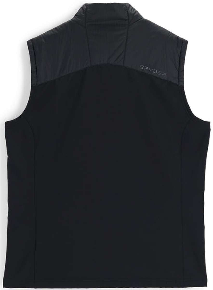 Spyder Glissade Hybrid Insulated Vest 2023 - A black vest with a high collar and quilted pattern on the upper back.