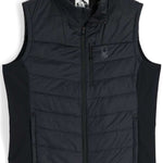 Spyder Glissade Hybrid Insulated Vest 2023 - A black vest with a zipper down the front and a small embroidered logo on the left chest.