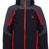 Spyder Guardian Insulated Jacket 2022 - A black jacket with red accents and a red zipper down the front.