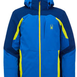 Spyder Guardian Insulated Jacket 2022 - A blue jacket with a yellow zipper and a small embroidered logo on the left chest.