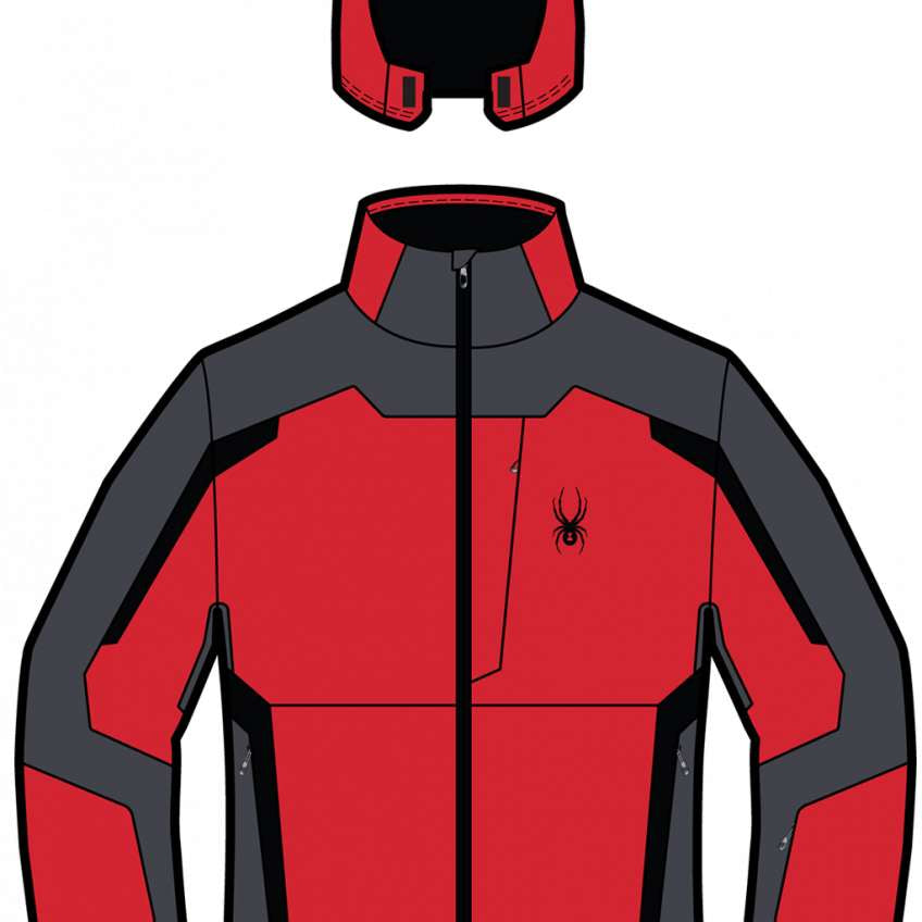 Spyder Guardian Insulated Jacket 2023 - A red jacket with black accents and a black zipper down the front.