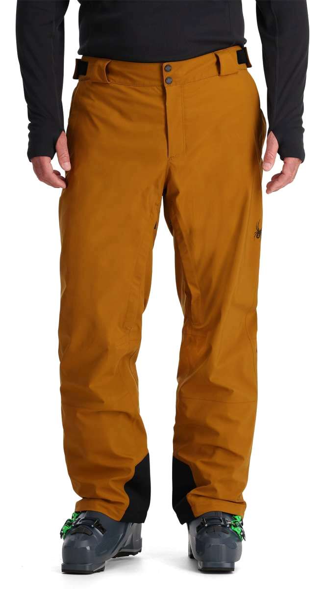 Spyder Hone GORE-TEX Shell Pant - Black pants with a subtle pattern of thin white lines on the upper thigh area.